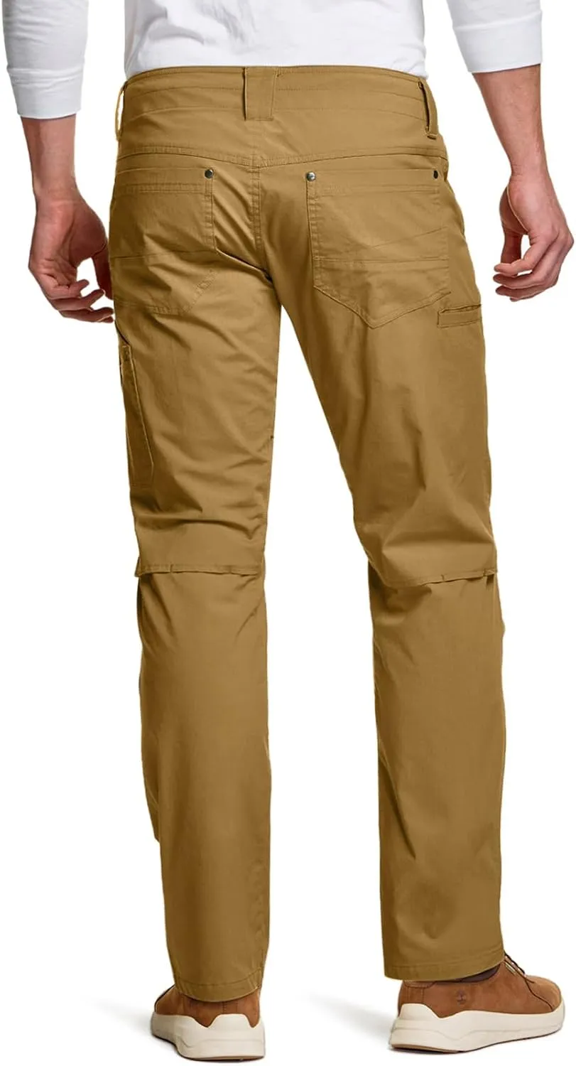 CQR Men's Vent Stretch Pants, Quick Dry Lightweight Casual Cargo Pants, Water Resistant Straight-Fit Utility Work Pants