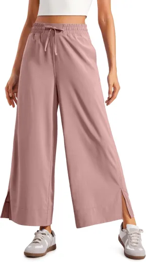 CRZ YOGA Lightweight Wide Leg Cropped Pants for Women 25" High Waisted Loose Casual Lounge Travel Work Sweatpants Summer