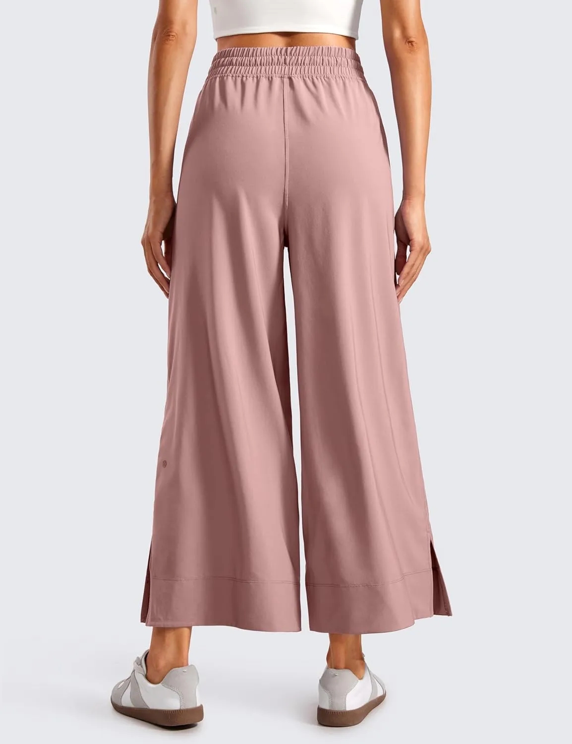 CRZ YOGA Lightweight Wide Leg Cropped Pants for Women 25" High Waisted Loose Casual Lounge Travel Work Sweatpants Summer