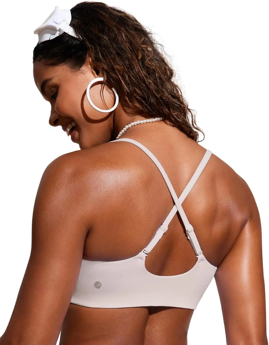 CRZ YOGA Womens Scoop Neck Bikini Tops D-DD Adjustable Spaghetti Straps Bathing Suit Padded Swimsuit Sports Bra