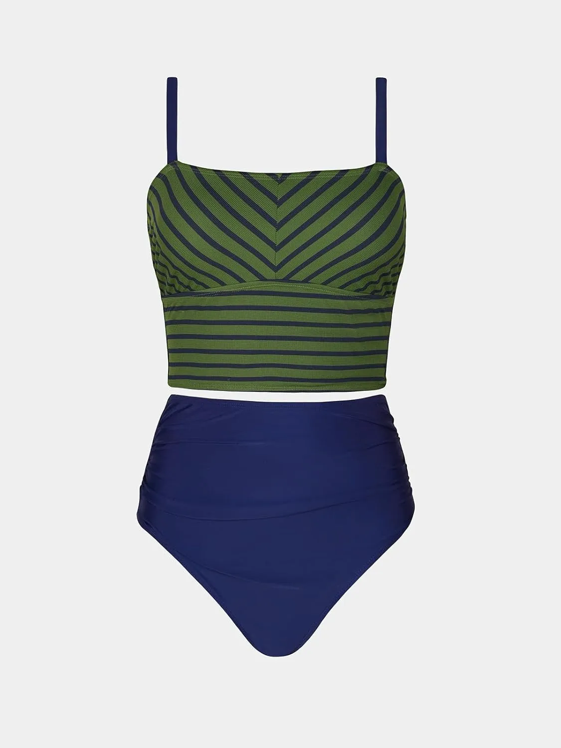 CUPSHE Women's Tankini Sets Square Neck Elastic High Waisted Two Piece Bathing Suits Adjustable Straps Swimwear