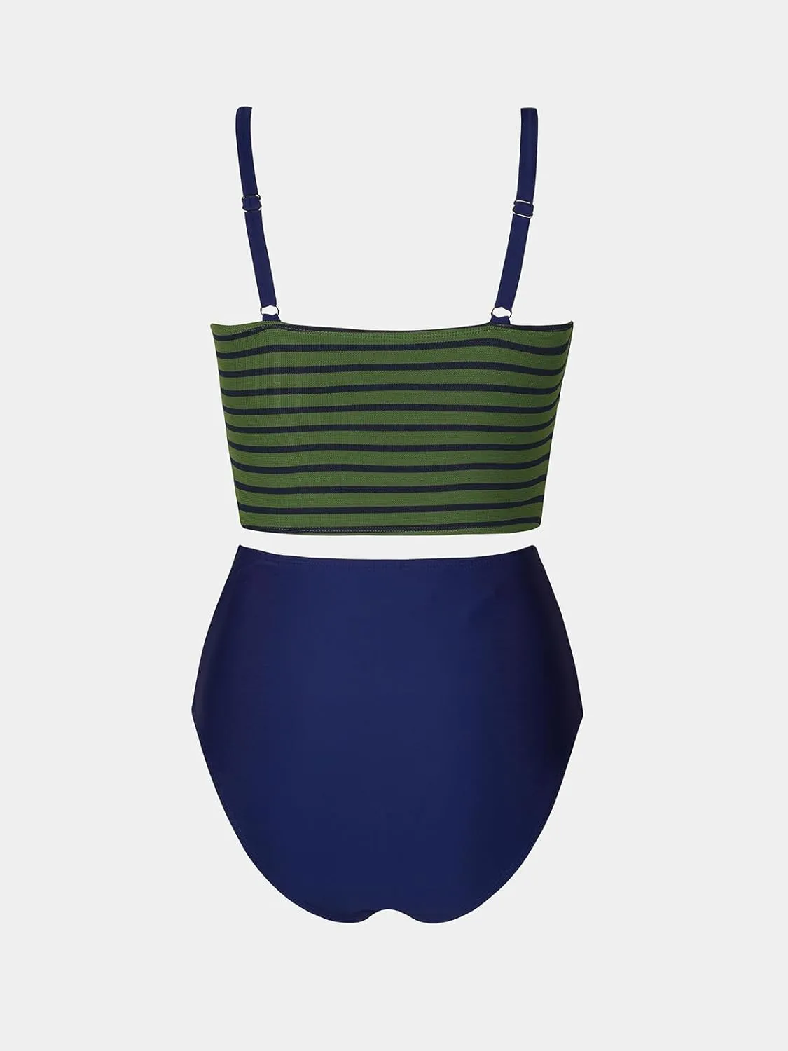 CUPSHE Women's Tankini Sets Square Neck Elastic High Waisted Two Piece Bathing Suits Adjustable Straps Swimwear