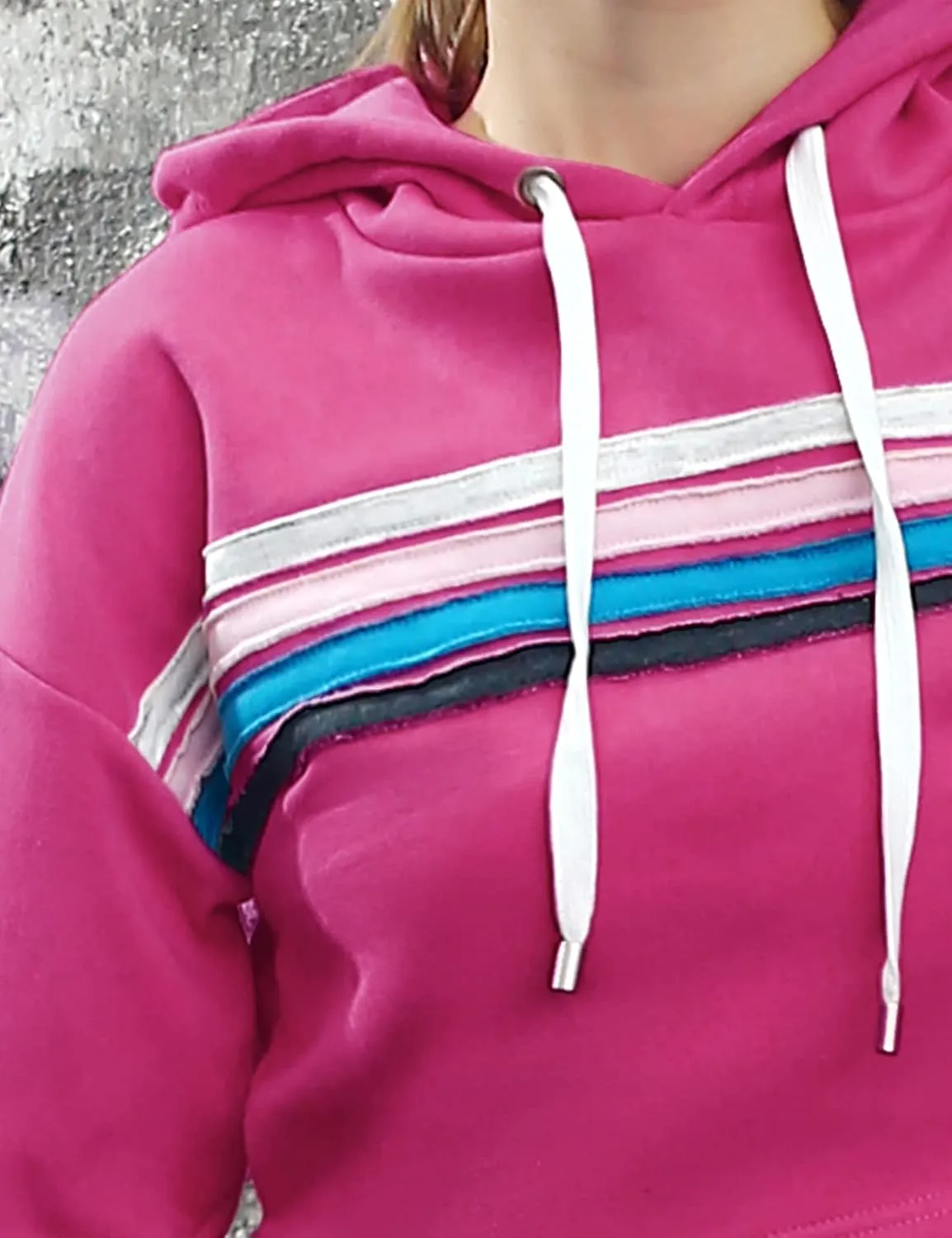 DOUBLJU Casual Crop Hoodies Long Sleeve Pullover Drawstring Hooded Sweatshirts Basic Cropped Tops for Womens with Plus Size