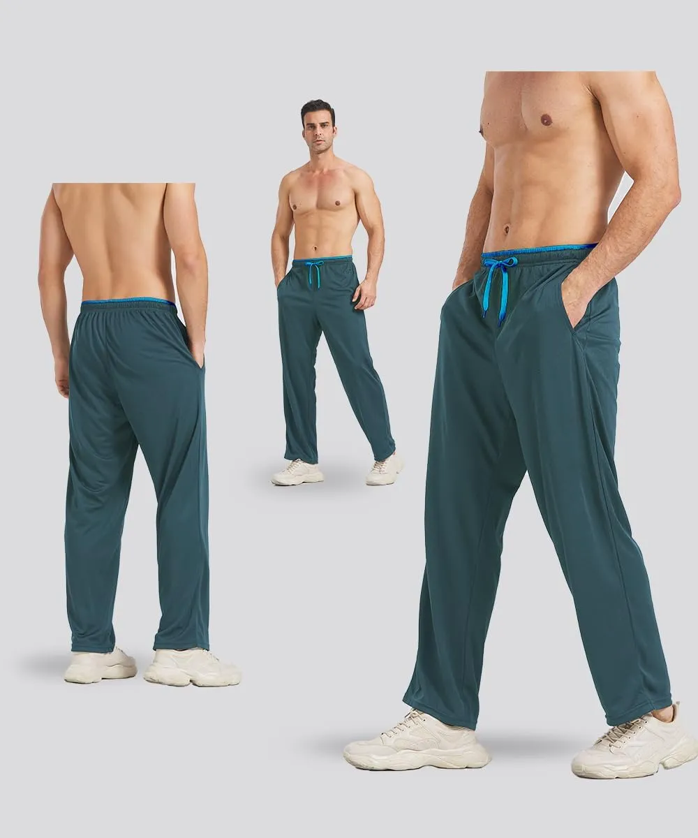 DWUGD'L 3Pack Men's Lightweight Sweatpants with Pockets Open Bottom Athletic Pants for Workout,Jogging,Gym,Running,Training