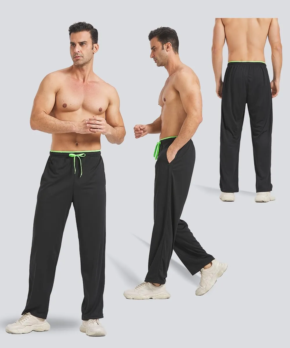 DWUGD'L 3Pack Men's Lightweight Sweatpants with Pockets Open Bottom Athletic Pants for Workout,Jogging,Gym,Running,Training