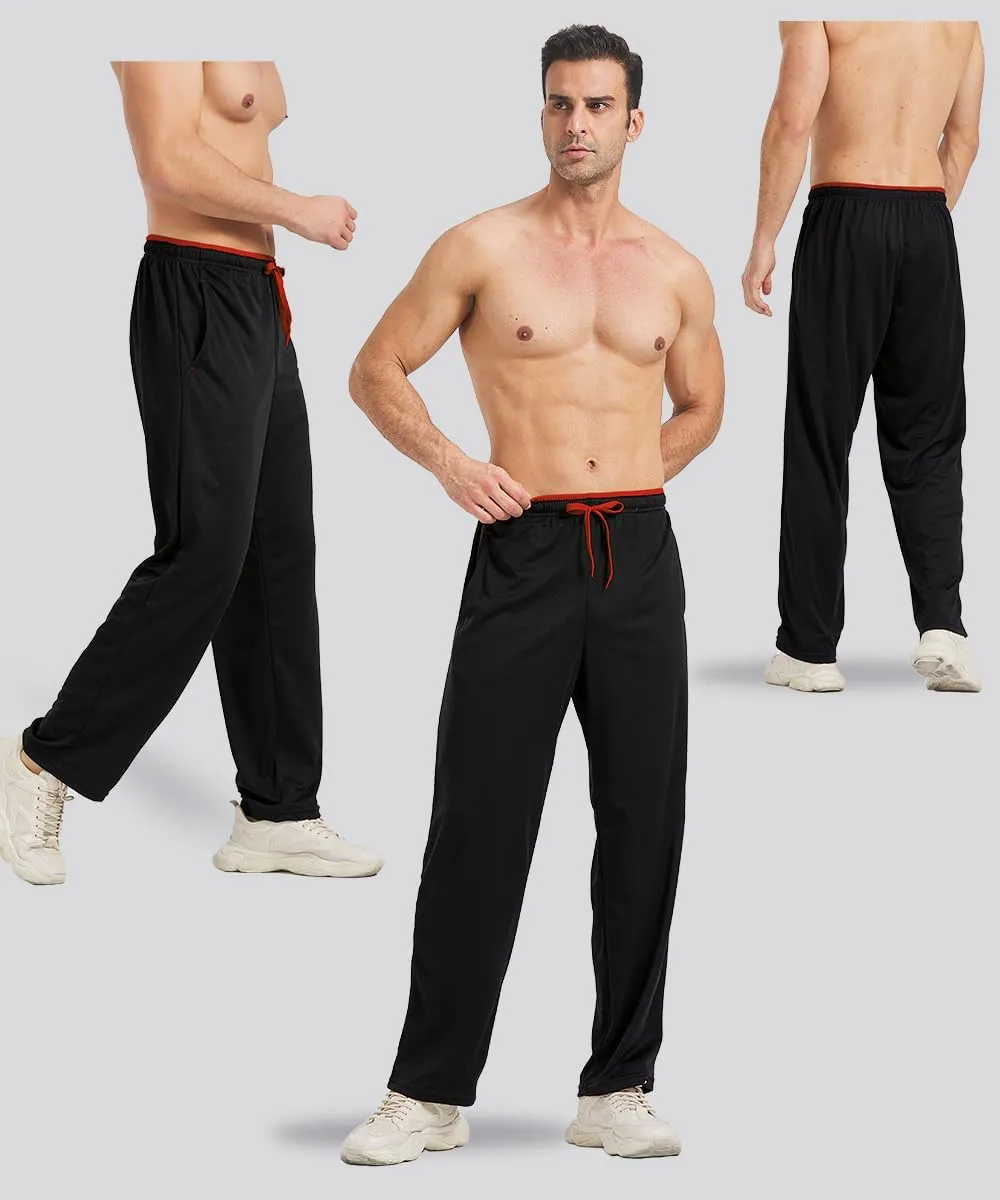 DWUGD'L 3Pack Men's Lightweight Sweatpants with Pockets Open Bottom Athletic Pants for Workout,Jogging,Gym,Running,Training