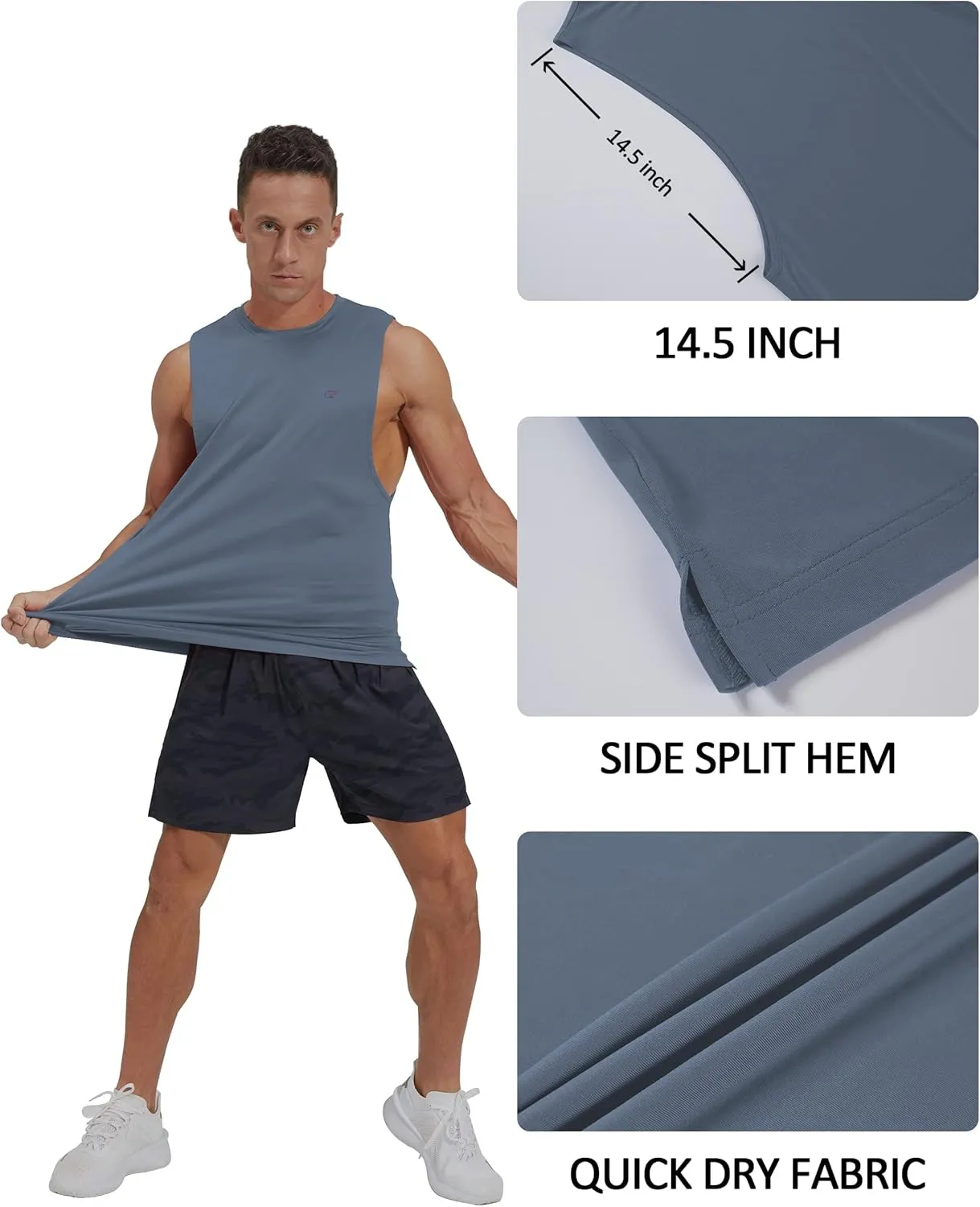 EZRUN Men's Tank Tops Swim Beach Sleeveless Shirt Quick Dry Gym Workout Stringer Muscle Tshirts Big and Tall