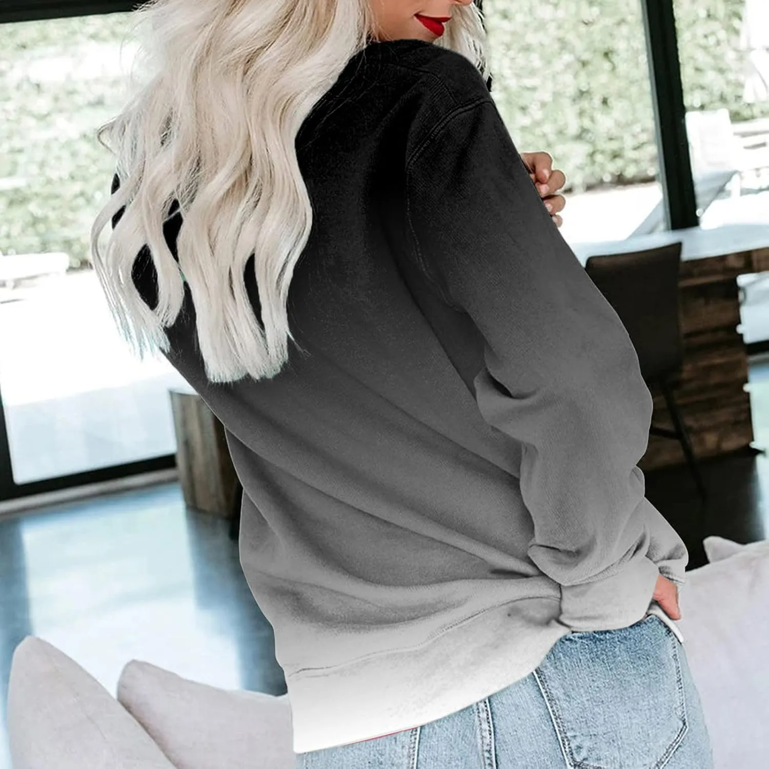 Fall Sweatshirts for Women Trendy, Womens Casual Crewneck Sweatshirts Long Sleeve Cute Tunic Tops Loose Fitting Pullover Top