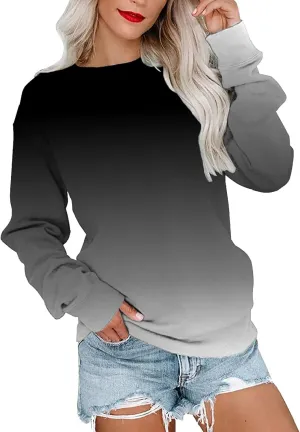 Fall Sweatshirts for Women Trendy, Womens Casual Crewneck Sweatshirts Long Sleeve Cute Tunic Tops Loose Fitting Pullover Top