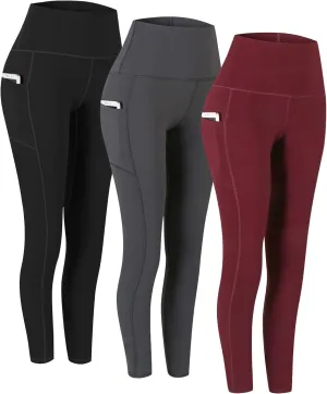 Fengbay 3 Pack High Waist Yoga Pants,Yoga Pants for Women Tummy Control Workout Pants 4 Way Stretch Leggings with Pockets