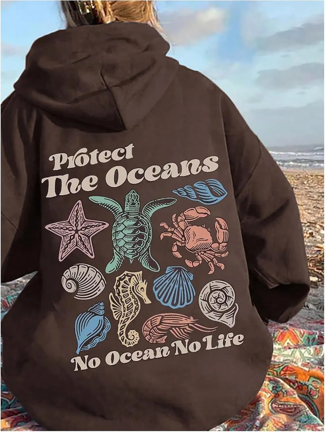Floerns Women's Letter Graphic Print Long Sleeve Drawstring Hoodie Sweatshirt