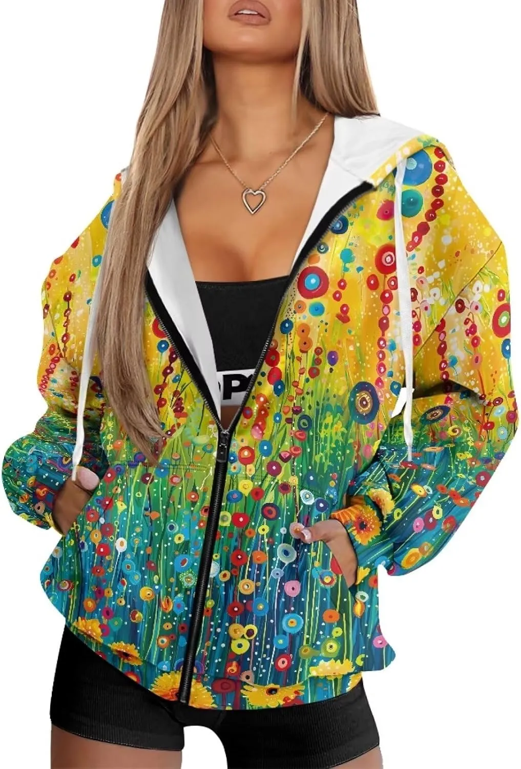 Forchrinse Red Ladybug Zip Up Hoodie for Women Long Sleeve Causal Y2K Hoodie Ladybug Oversized Sweatshirts Fall Pullover Tops