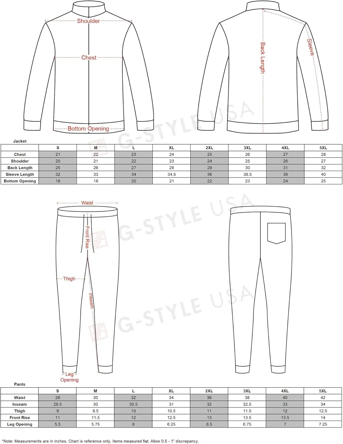 G-Style USA Men's Various Pattern Tracksuit Sets