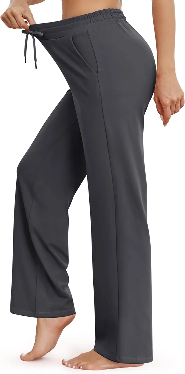 G4Free Wide Leg Yoga Pants for Women Loose Casual Sweatpants Drawstring Stretch Pants with Pockets Petite/Regular/Tall
