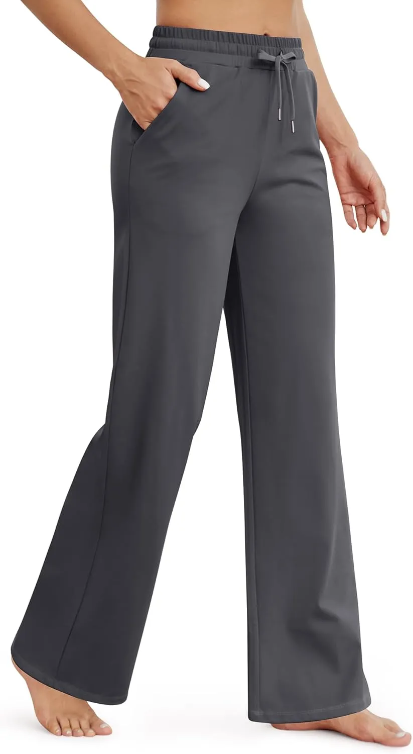 G4Free Wide Leg Yoga Pants for Women Loose Casual Sweatpants Drawstring Stretch Pants with Pockets Petite/Regular/Tall