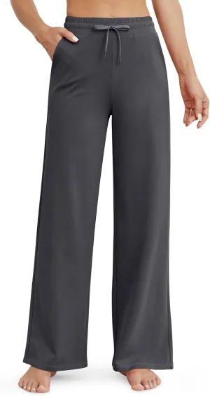 G4Free Wide Leg Yoga Pants for Women Loose Casual Sweatpants Drawstring Stretch Pants with Pockets Petite/Regular/Tall