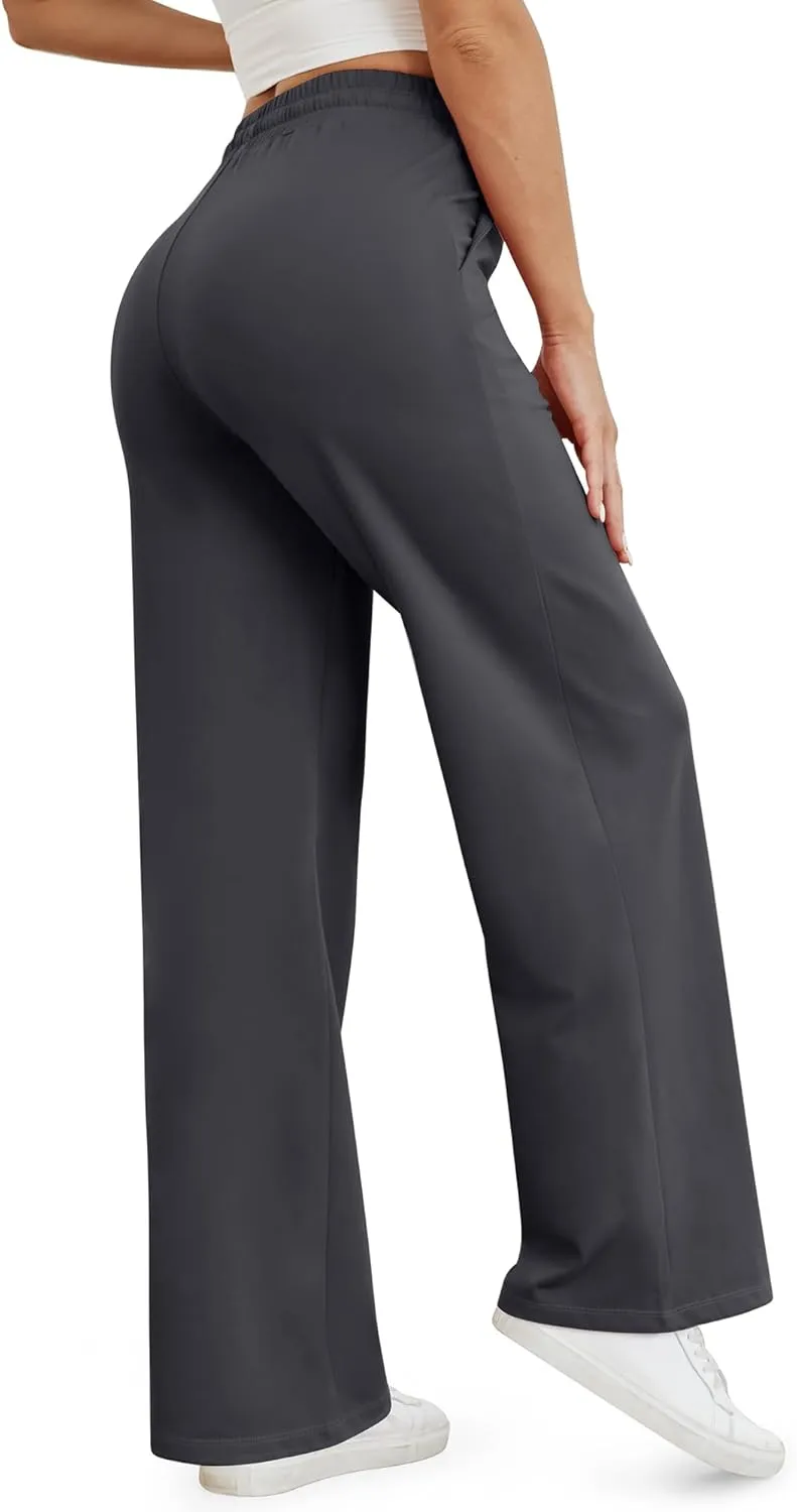 G4Free Wide Leg Yoga Pants for Women Loose Casual Sweatpants Drawstring Stretch Pants with Pockets Petite/Regular/Tall