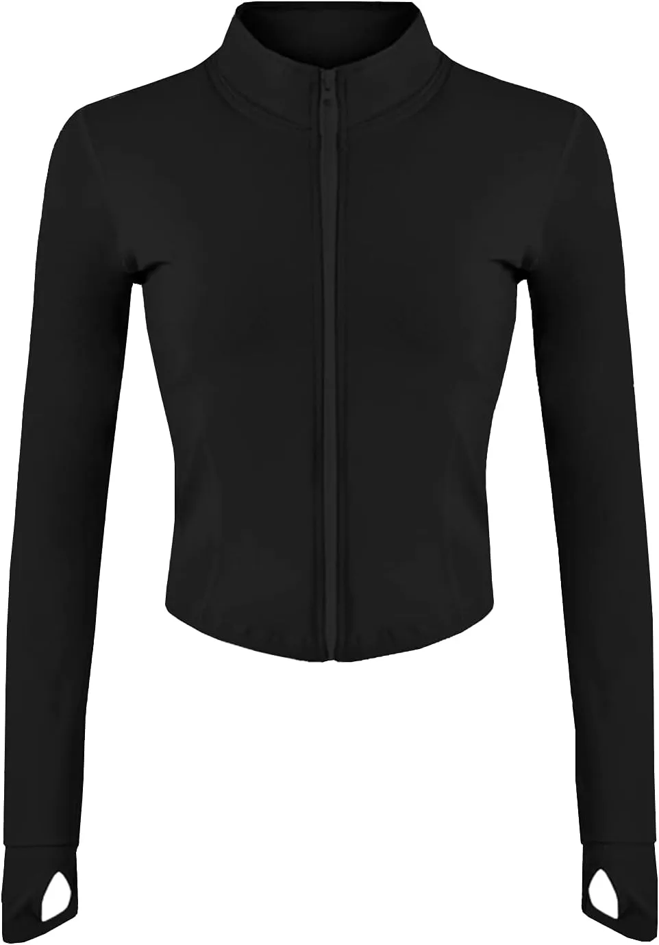 Gacaky Women's Athletic Jacket Lightweight Full Zip Up Yoga Jacket Cropped Workout Slim Fit Tops with Thumb Holes