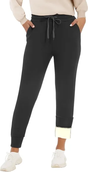 GAYHAY Fleece Lined Sweatpants Women- Winter Warm Sherpa Lined Athletic Joggers Pants with Pockets