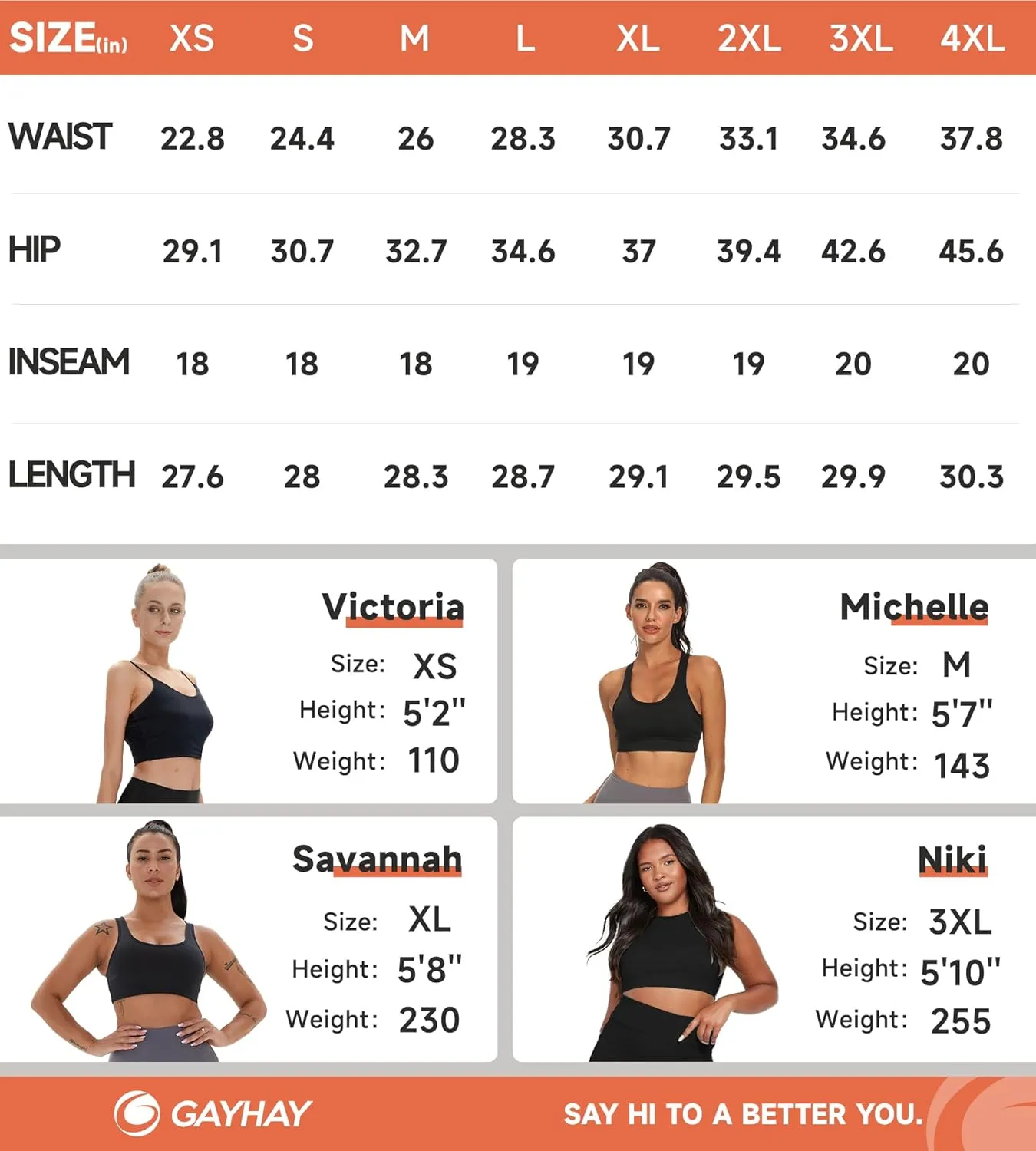 GAYHAY Leggings with Pockets for Women - 19" / 25" Yoga Pants High Waist Tummy Control Compression for Workout