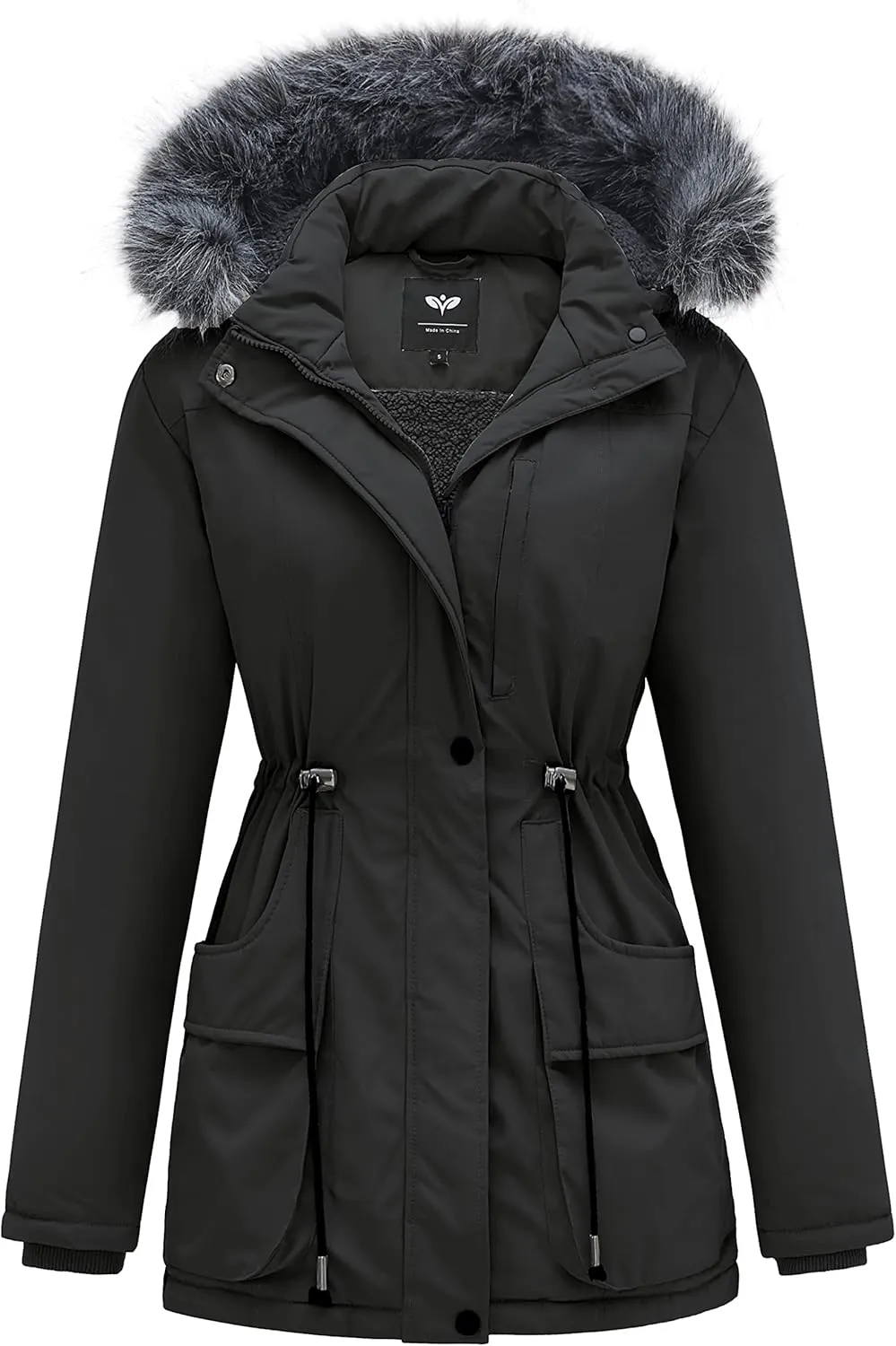 GGleaf Women's Winter Thicken Jacket Quilted Coat Puffer Parka with Faux Fur Trim Hood
