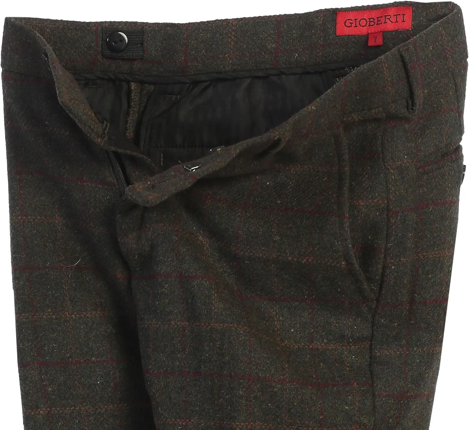 Gioberti Kids and Boys 2 Piece Tweed Plaid Vest and Pants Set