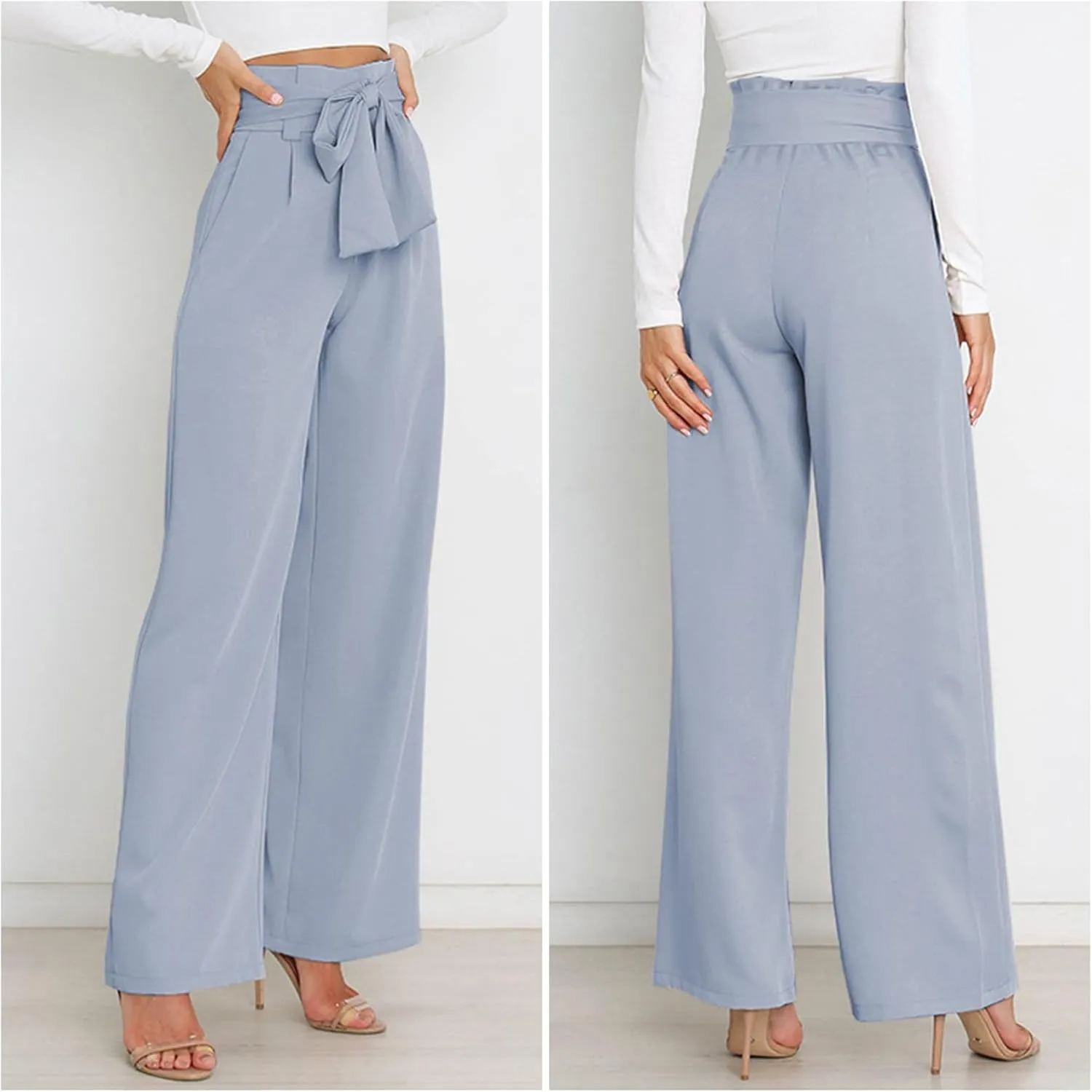 GUOLEZEEV High Waist Wide Leg Pants for Women Business Casual Outfits Dress Pants