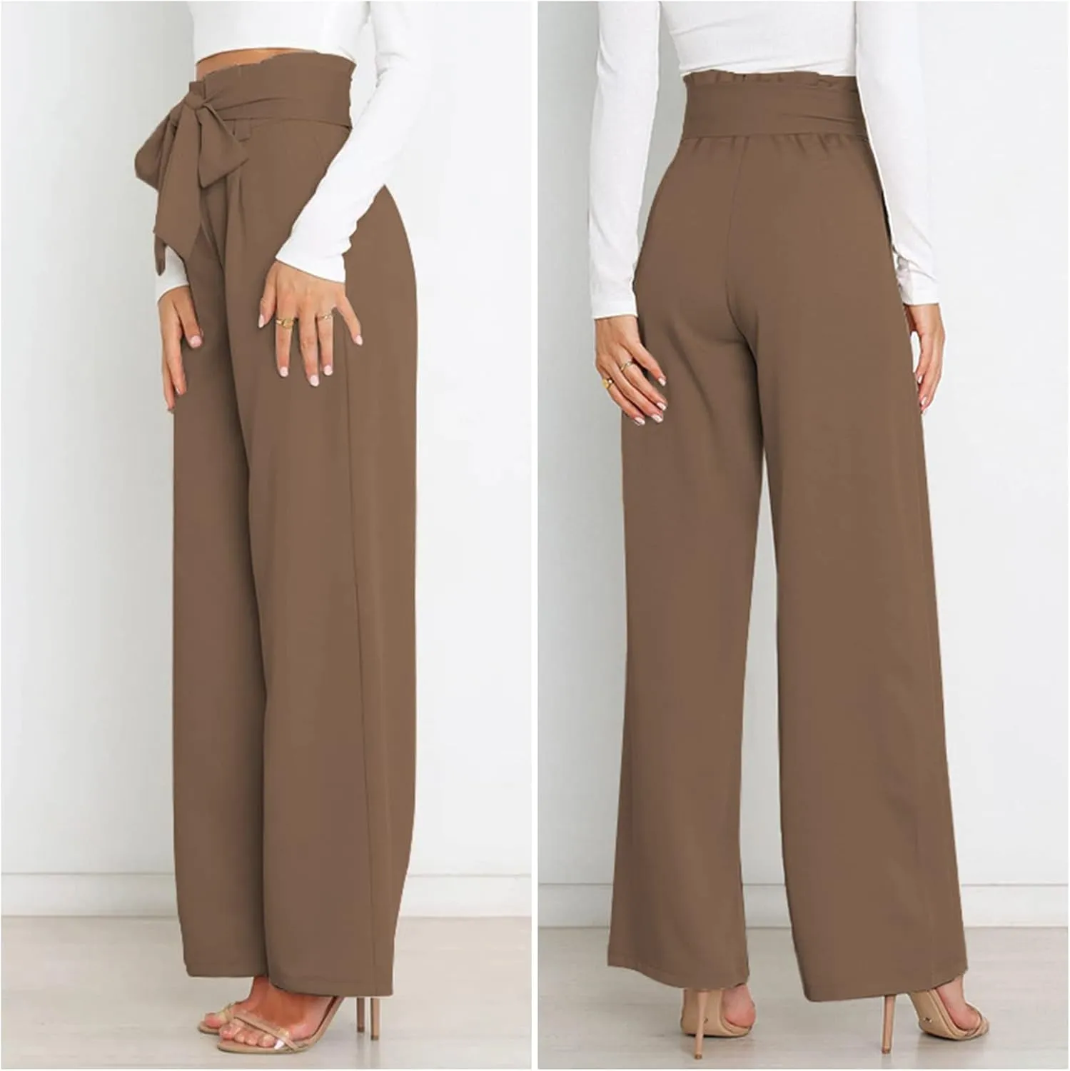 GUOLEZEEV High Waist Wide Leg Pants for Women Business Casual Outfits Dress Pants