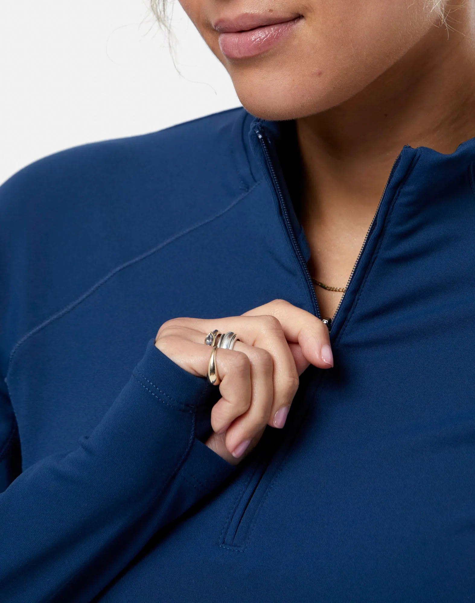 Gym Coffee Relentless 1/4 Zip (Ladies) - Petrol Blue