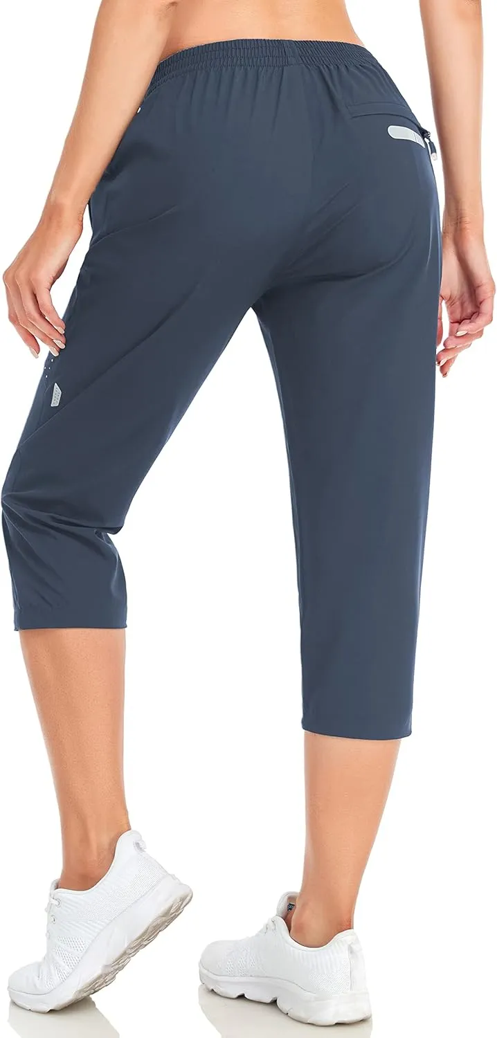 GymBrave Women's Capri Pants Quick Dry Lightweight Hiking Capris Pants Outdoor Casual with Zipper Pockets
