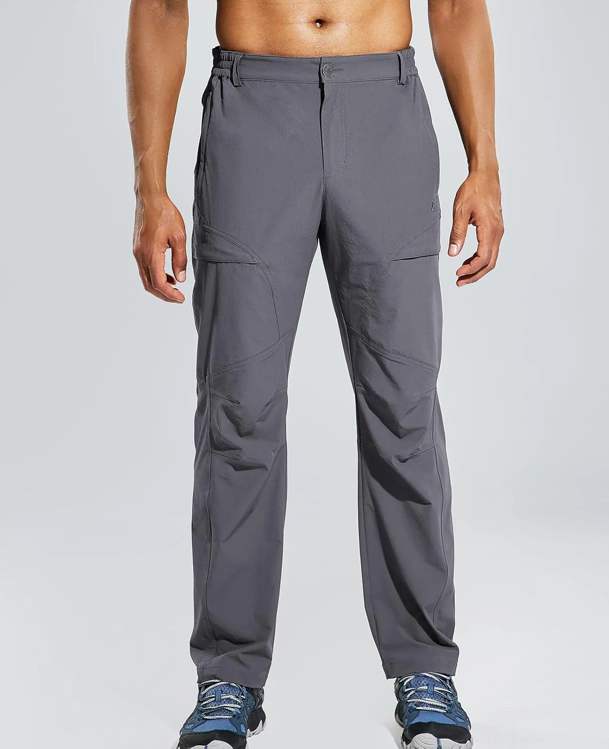Haimont Men's Hiking Pants with 6 Zip Pockets Nylon Quick Dry Lightweight Outdoor Travel Cargo Pants, Water Resistant