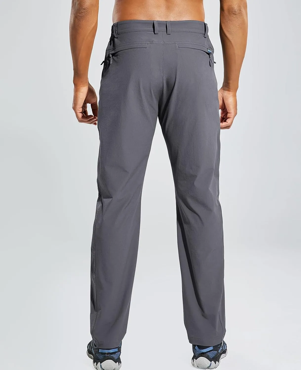 Haimont Men's Hiking Pants with 6 Zip Pockets Nylon Quick Dry Lightweight Outdoor Travel Cargo Pants, Water Resistant