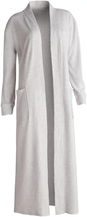 Hammacher Schlemmer Plush Ribbed Loungewear Cardigan Robe
