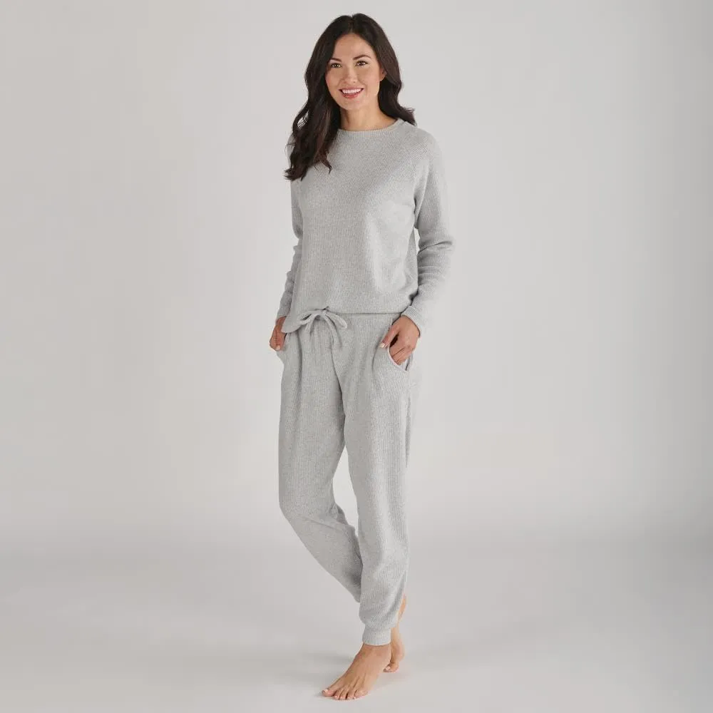 Hammacher Schlemmer Plush Ribbed Loungewear Cardigan Robe