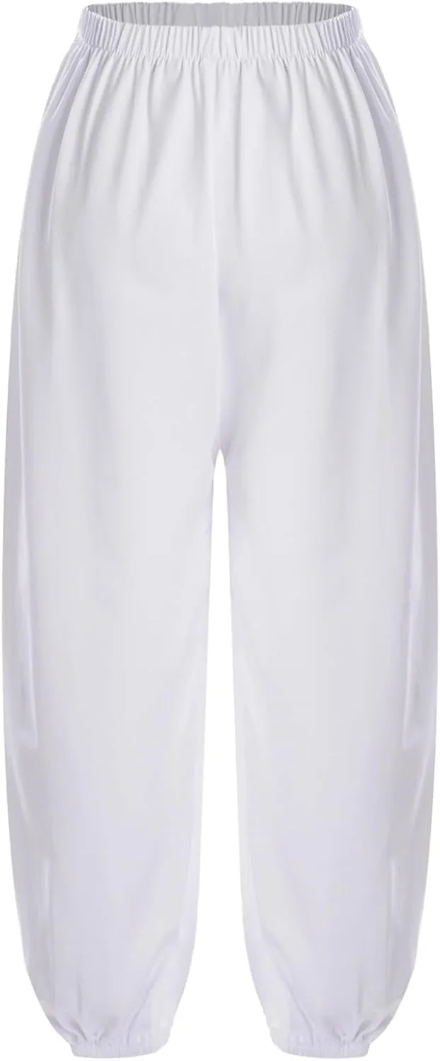 Hansber Kids Unisex Casual Harem Pants Hip Hop Dance Pants Casual Baggy Jogger Pants Kung Fu Practice Trousers