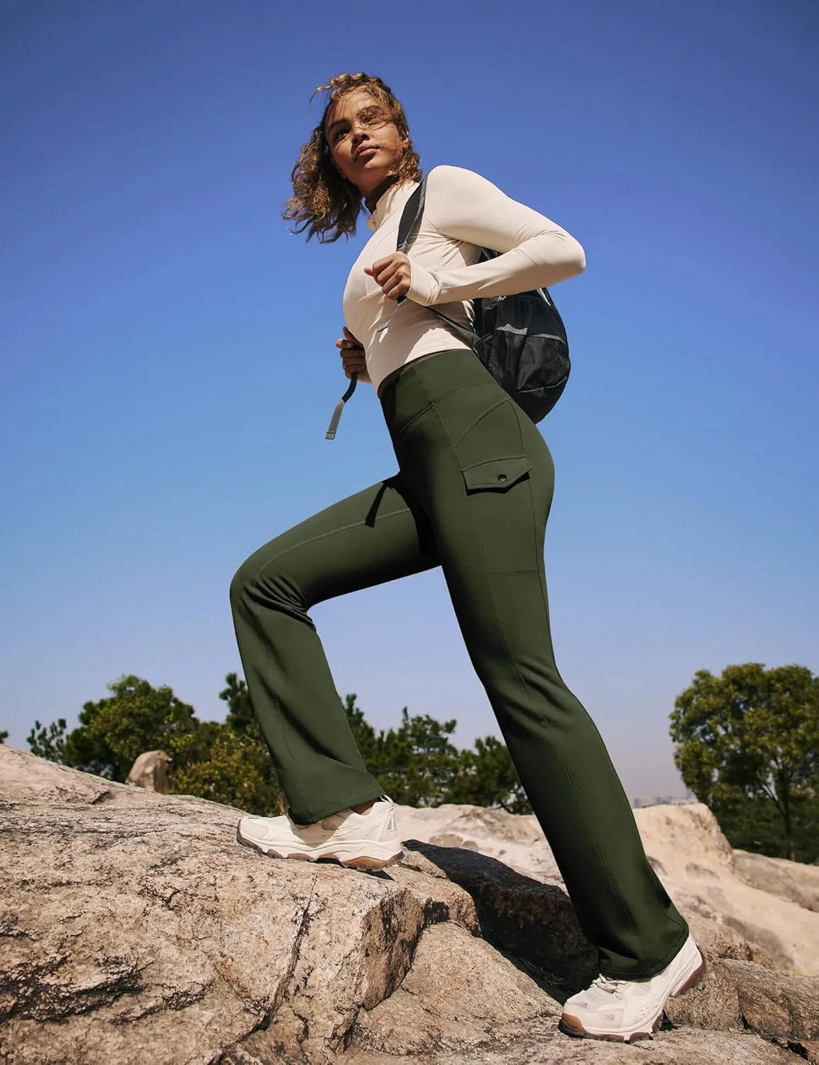 Heathyoga Cargo Sweatpants for Women Waterproof Hiking Pants Women Fleece Lined Pants Bootcut Winter Pants Warm Outdoor