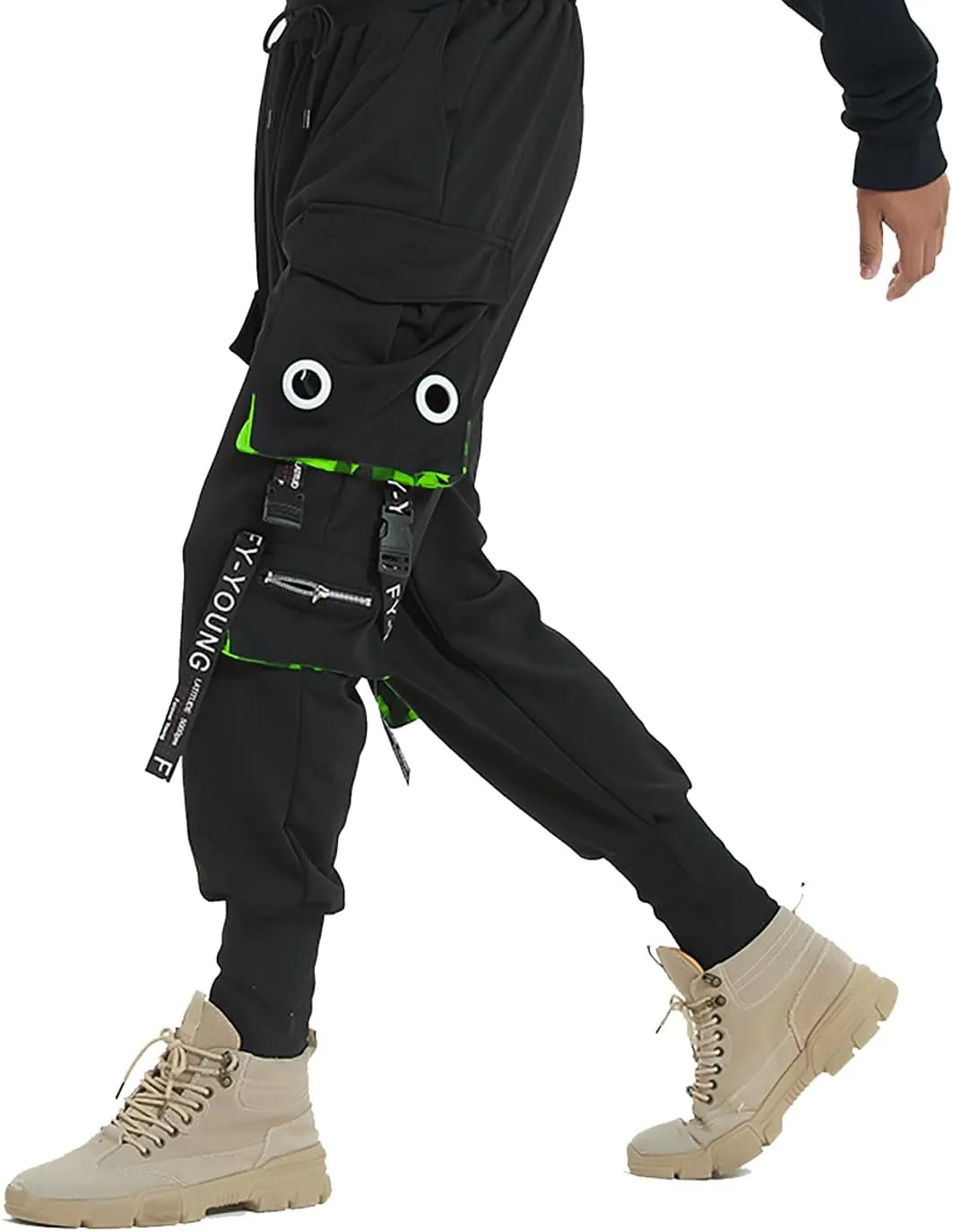 Hello MrLin Men's Jogger Pants Punk Cargo Baggy Techwear Hip Hop Harem Pants Streetwear Tactical Track Pants
