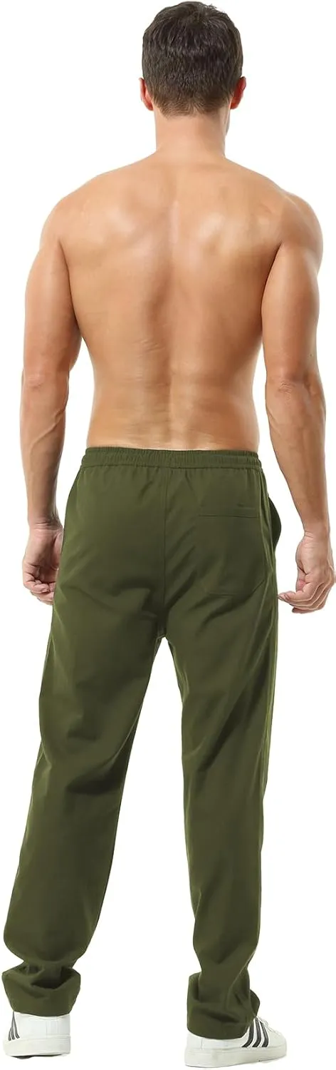 Hoerev Men Casual Beach Trousers Linen Summer Pants