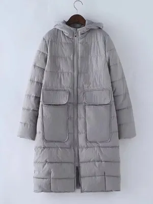 Hooded Big Pockets Zipper Coats