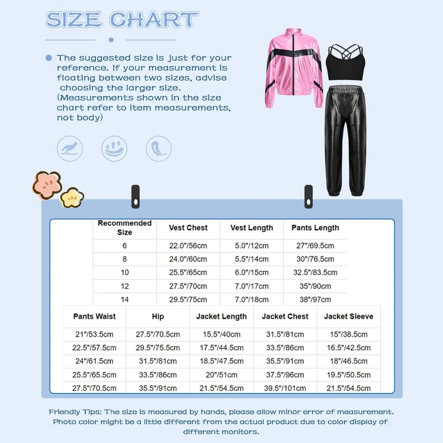 Hularka Kids Girls Long Sleeve Bomber Jacket Spaghetti Straps Criss Cross Back Vest Dance Crop Top with Harem Pants Set