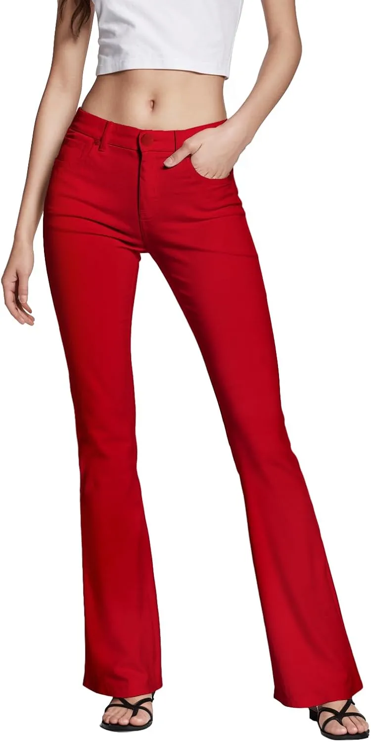 Hybrid & Company Womens Hyper Ultra Stretch Comfy Boot Cut Leg Flare Work Casual Pants