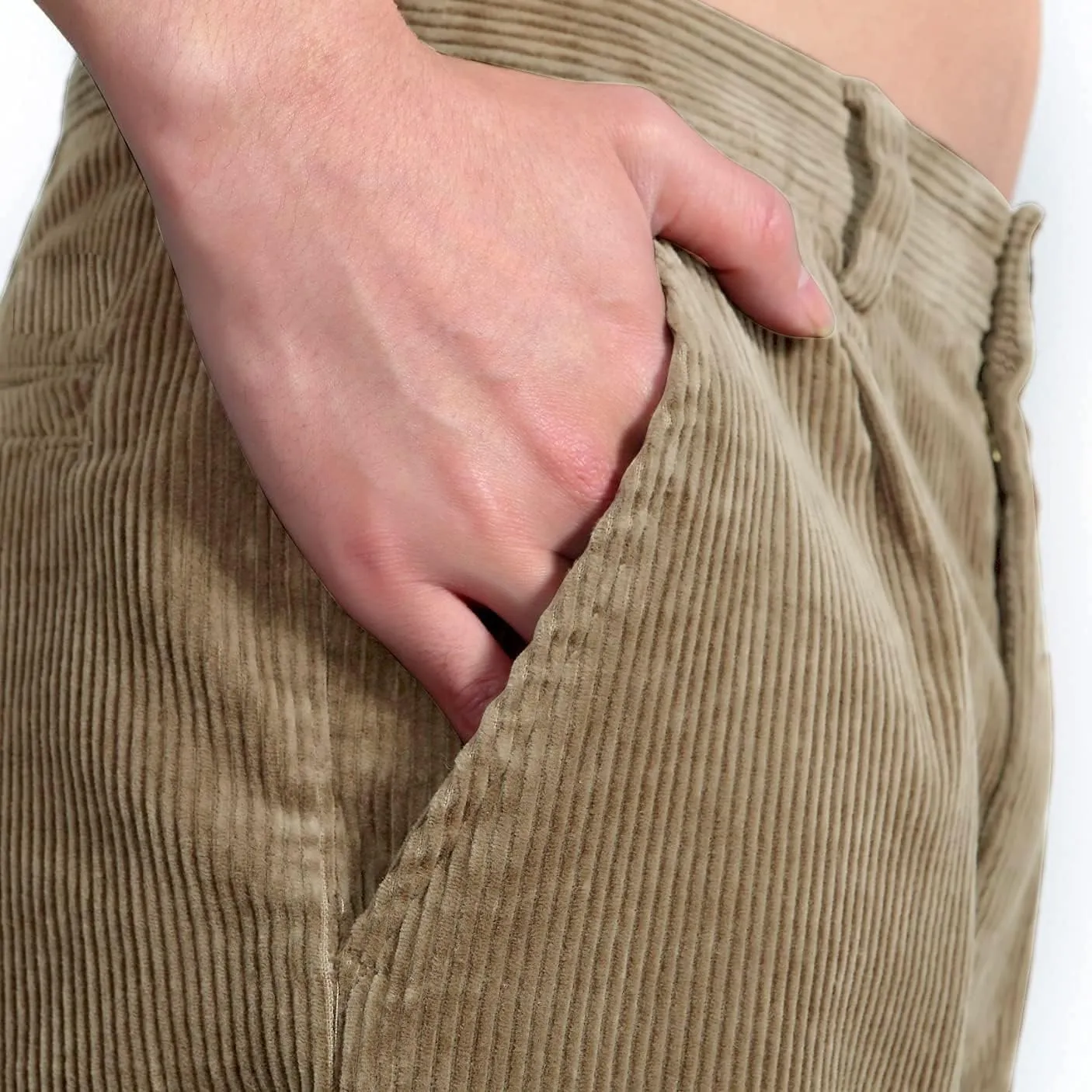 IDEALSANXUN Mens Corduroy Pants Casual Straight Leg Pleated Dress Pants