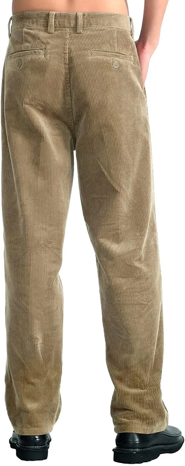 IDEALSANXUN Mens Corduroy Pants Casual Straight Leg Pleated Dress Pants