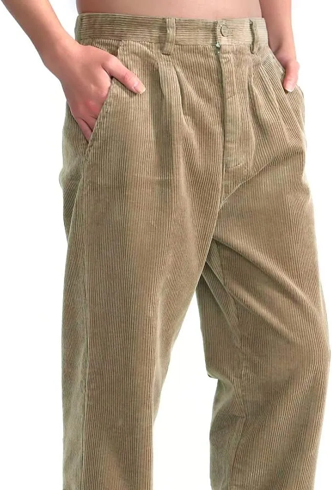 IDEALSANXUN Mens Corduroy Pants Casual Straight Leg Pleated Dress Pants