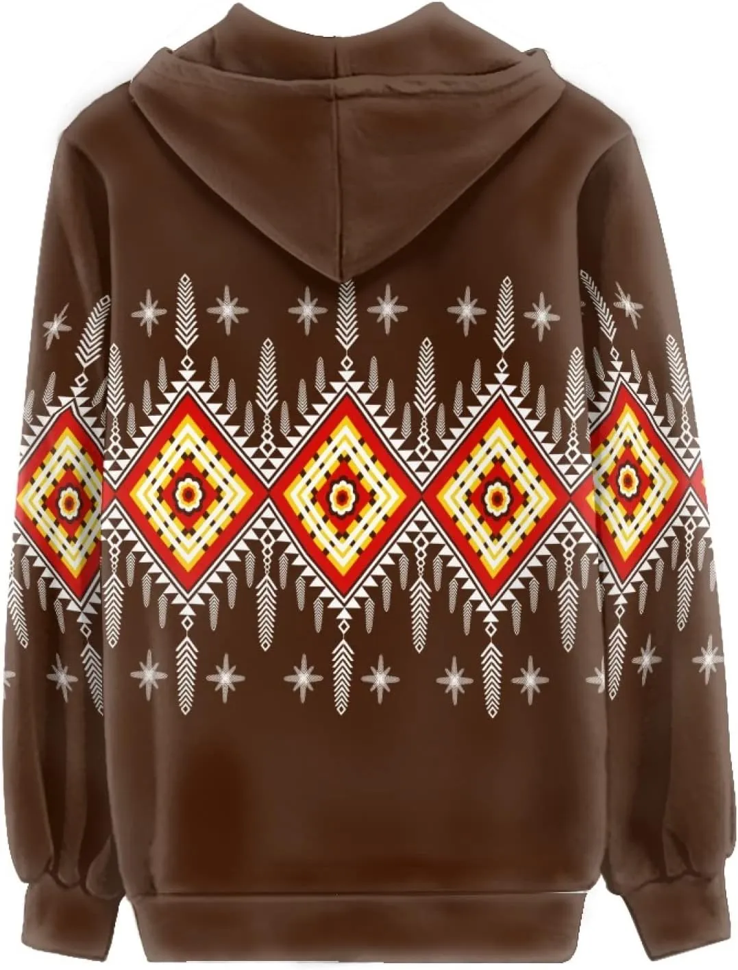 Irisjudy Women's Loose-Fit Hoodies Plus Size, Dog Paws Zipper Sweatshirt for Gym Fitness Indian Tribal Long-Sleeve Tops