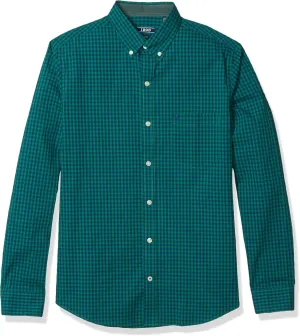 IZOD Men's Slim Fit Button Down Long Sleeve Stretch Performance Gingham Shirt