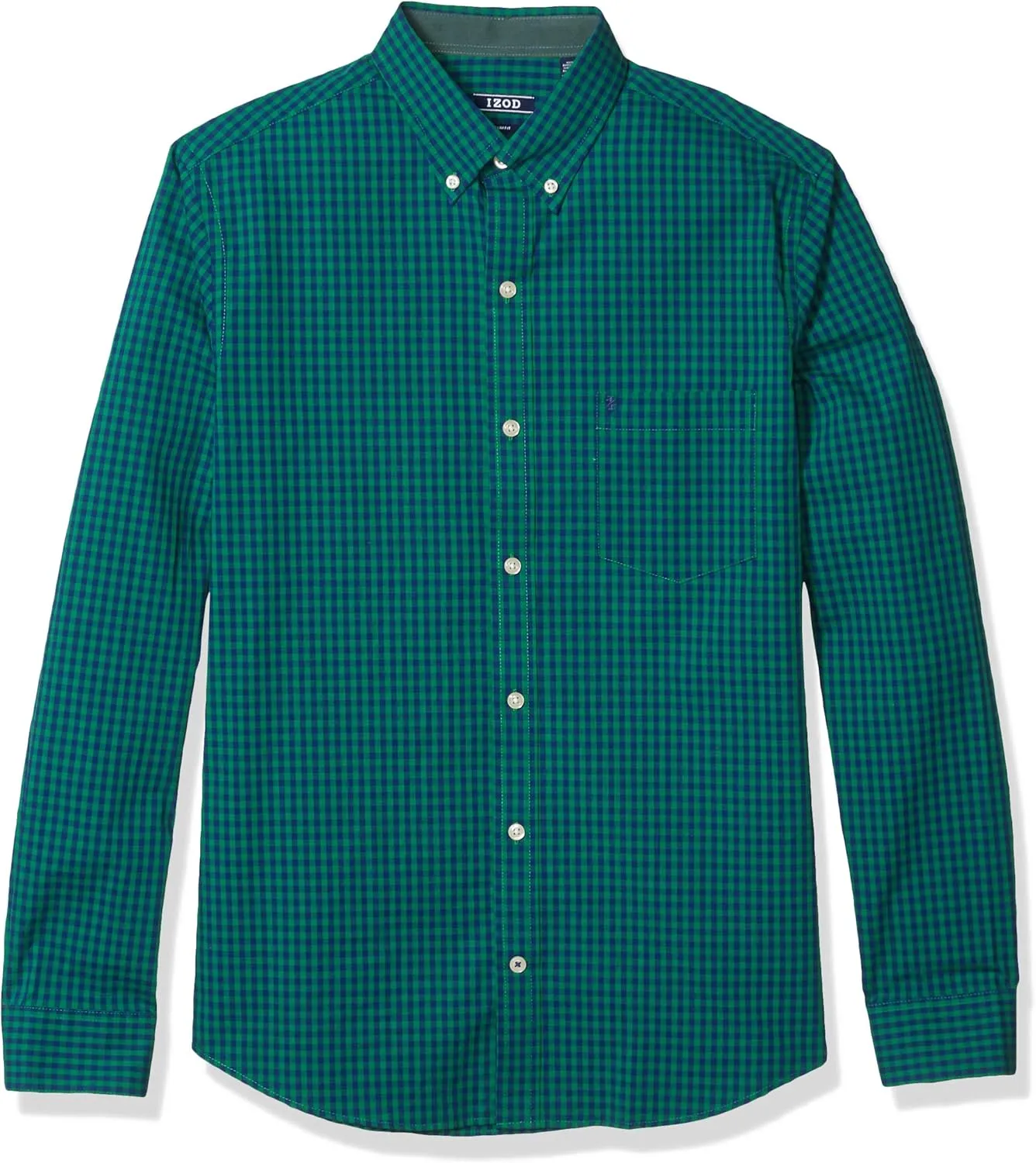 IZOD Men's Slim Fit Button Down Long Sleeve Stretch Performance Gingham Shirt