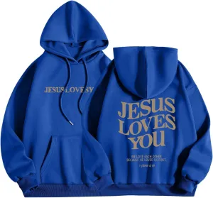 Jesus Hoodie Jesus Loves You Religious Sweatshirt Jesus Saves Faith Long Sleeve Pullover Tops Faith Over Fear Hoodie