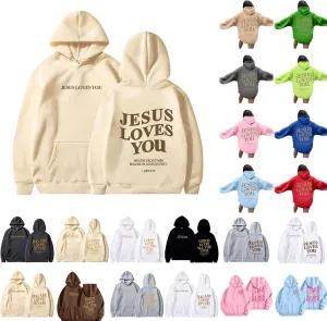 Jesus Hoodie Jesus Loves You Religious Sweatshirt Jesus Saves Faith Long Sleeve Pullover Tops Faith Over Fear Hoodie