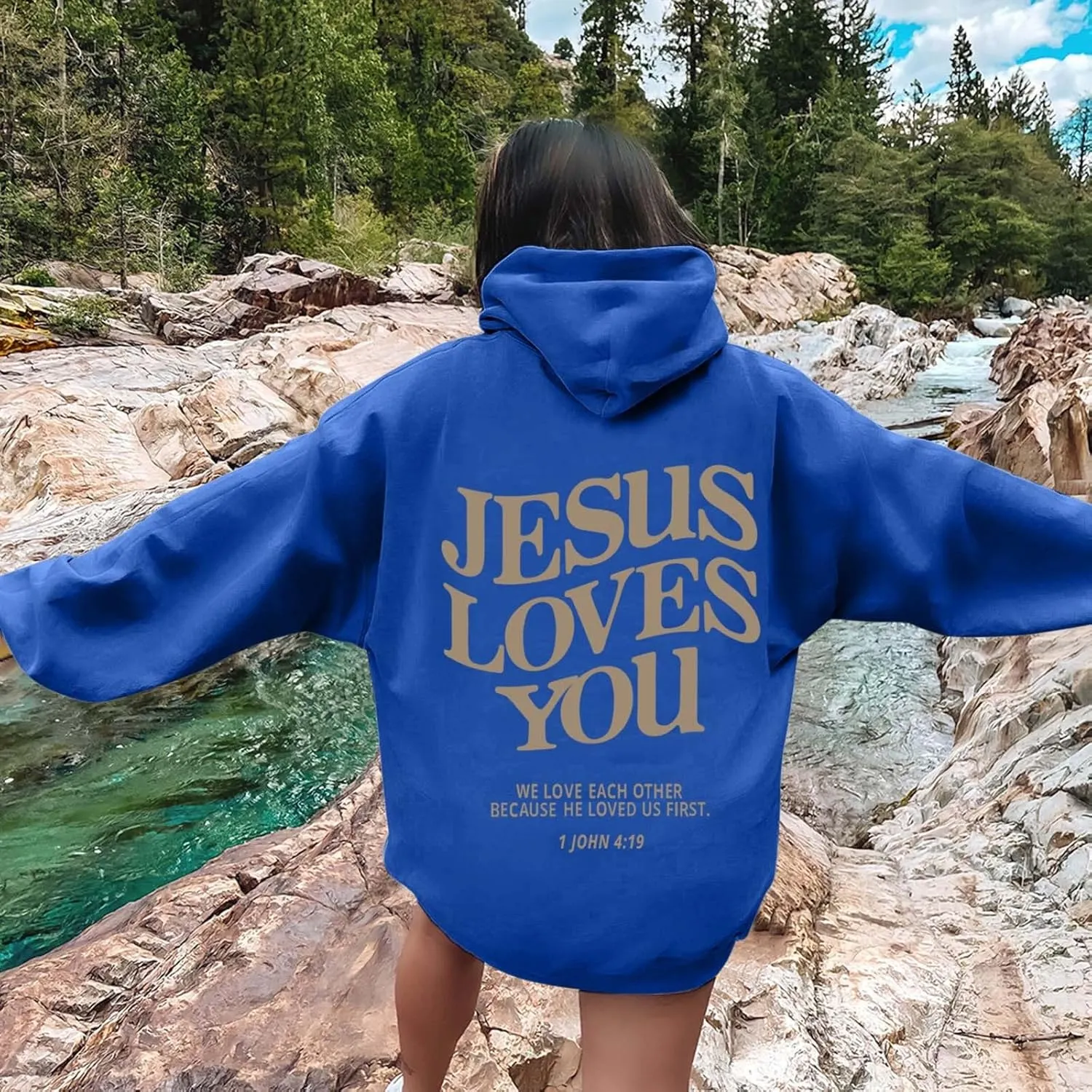 Jesus Hoodie Jesus Loves You Religious Sweatshirt Jesus Saves Faith Long Sleeve Pullover Tops Faith Over Fear Hoodie